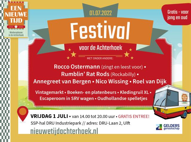 Festival Een Nieuwe Tijd op 1 juli bij de DRU